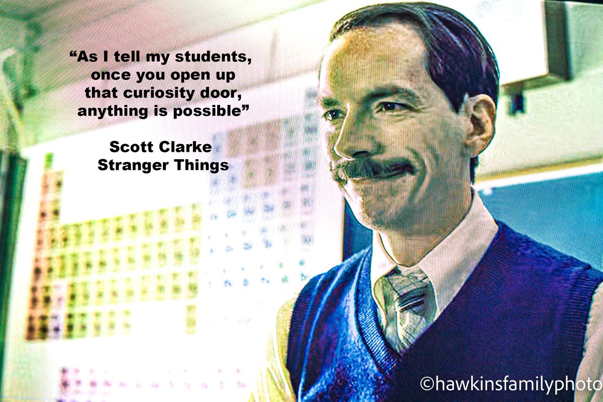 'As I tell my students, once you open up that curiosity door, anything is possible.' Scott Clarke Stranger Things #StrangerThings #strangerthings5 Question? How does a radio signal work? Science? Crazy... @hawkinsfamilyphoto