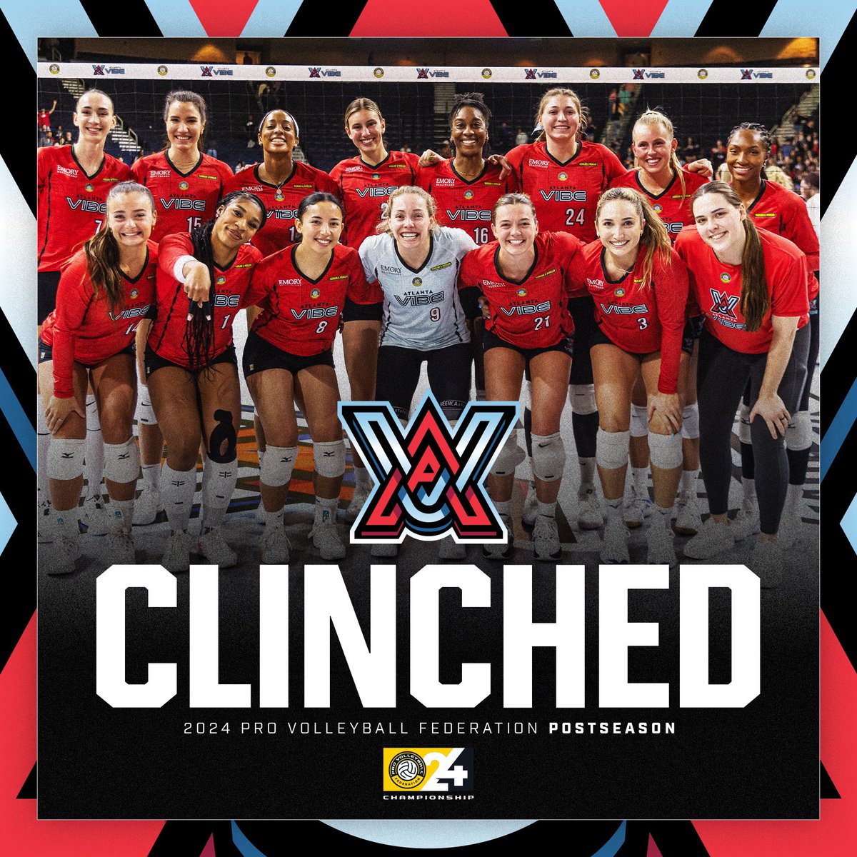 Congratulations! 🎉 The @AtlantaVibeVB are officially the first team to clinch their spot in the Inaugural 2024 Playoffs!