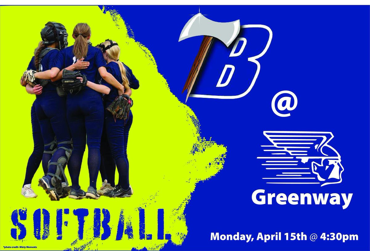 🥎GAME ALERT🥎 🕓Varsity and 9th grade 4:30p.m. JV to follow Varsity. 📍Greenway 🎧Listen on 104.5 KBUN