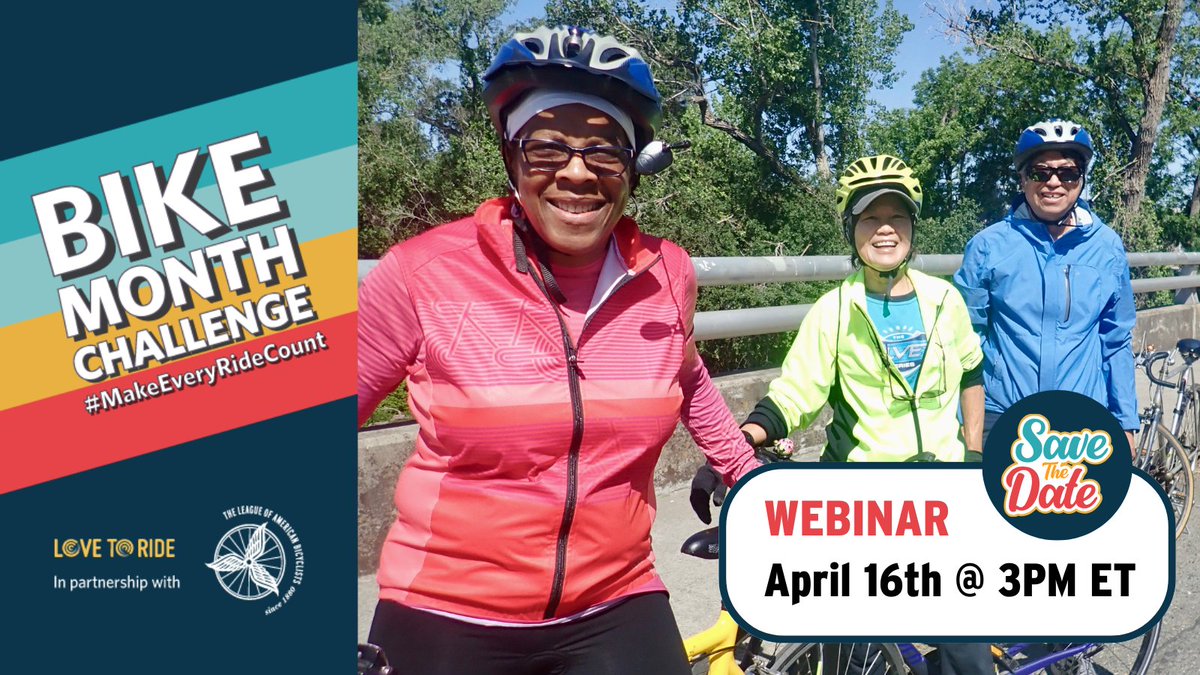 Get ready for your Bike Month mission to #MakeEveryRideCount 🚲☑ Join the League and Love to Ride at 3PM ET tomorrow to learn how you can help quantify the power of the bike movement in America! Sign up at bikeleague.org/webinars 🗓️