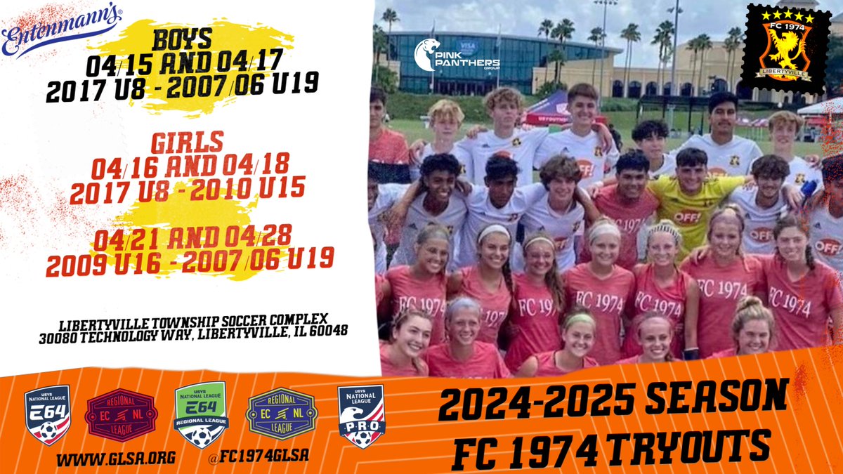 Don't miss the opportunity to join us @FC1974GLSA. Must register in advance to attend the Tryouts!!!! glsa.org/fc1974-tryouts