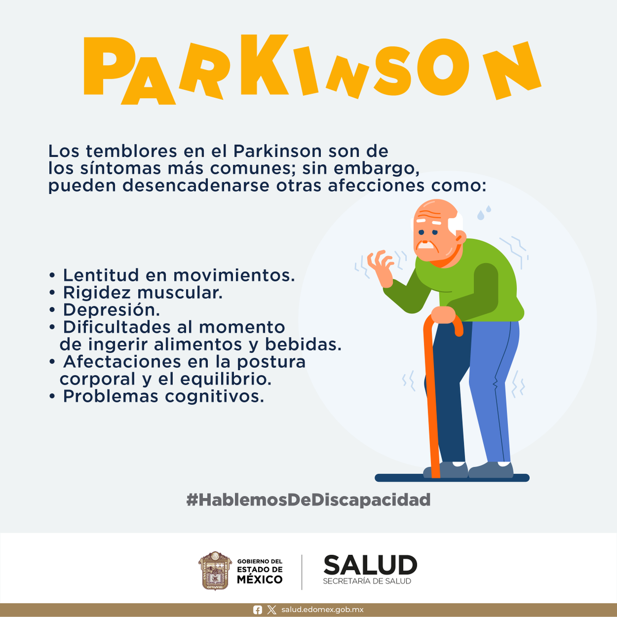 #DíaMundialDelParkinson | Aunque existen casos de personas jóvenes con esta condición, generalmente se da en personas de más de 60 años de edad, es importante conocer el panorama completo de las afecciones que caracterizan a esta condición.
#HablemosDeDiscapacidad