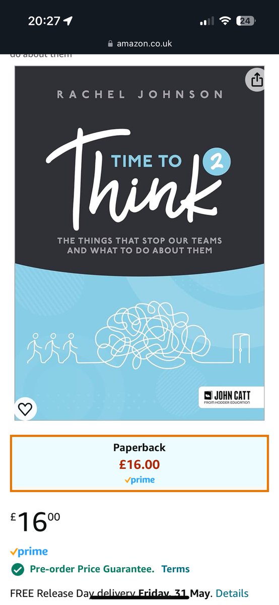 News just in! Time to Think 2 is out at the end of May and available for pre order now. Thanks to school colleagues for reviewing it and suggesting some of the issues we face in our teams - buy in, deep work, working with introverts and extroverts, galvanising teams and more!