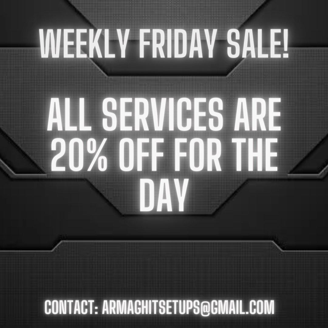 ArmaghITsetups's tweet photo. All services are 20% off for the day! Make sure to take advantage of this weekly deal 💸💸💸 https://t.co/ja3I1rHpGv