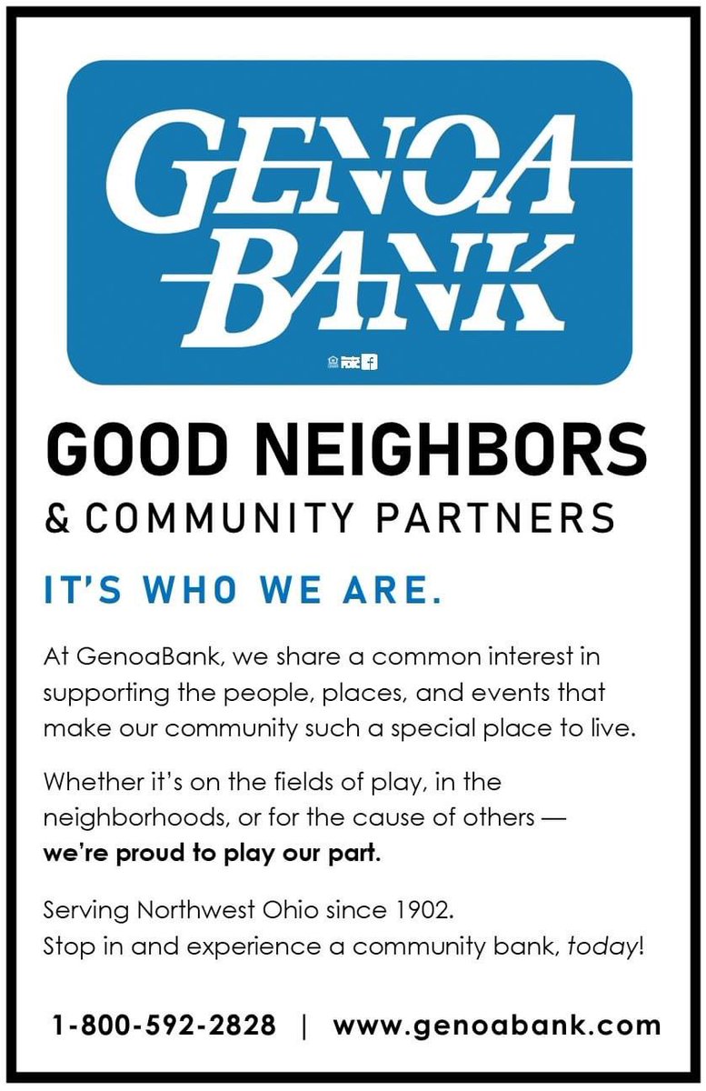 Thank you to Genoa Bank for being a sponsor for our upcoming Reverse Raffle!