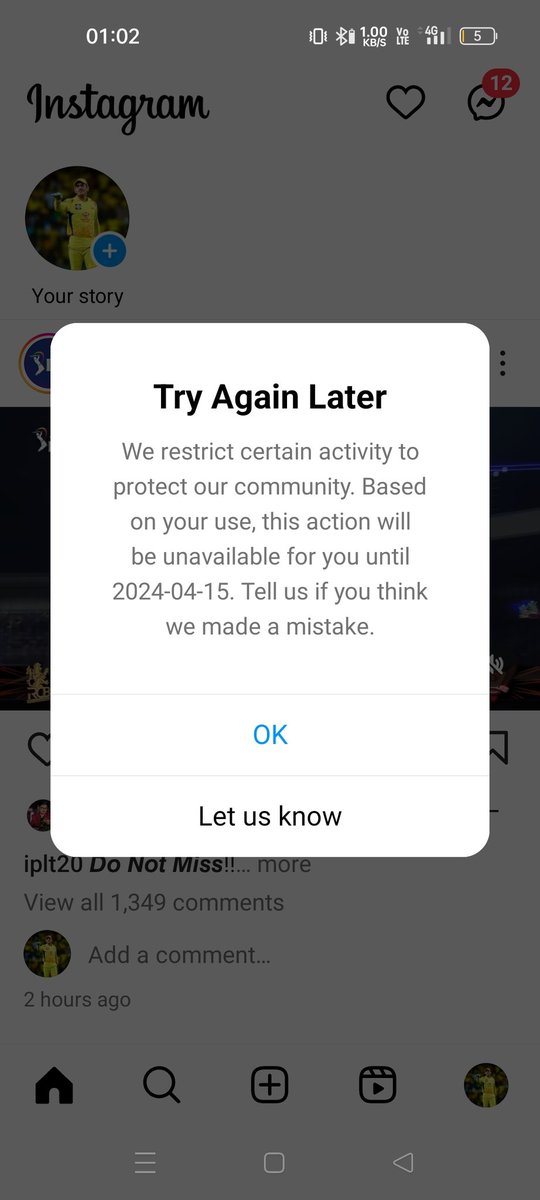 Hi @instagram I made a mistake a few days ago due to which my account was blocked from all features till 2014/04/15 but have I reached the limit or am I still not able to use the main insta please help me or remove this popup from any ID as soon as possible