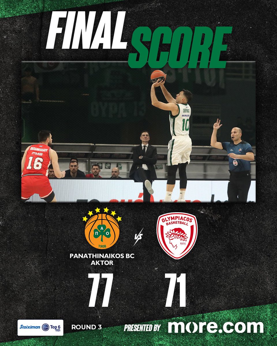 Final Score ☘️ #paobcaktor - #olympiacosbc 77-71