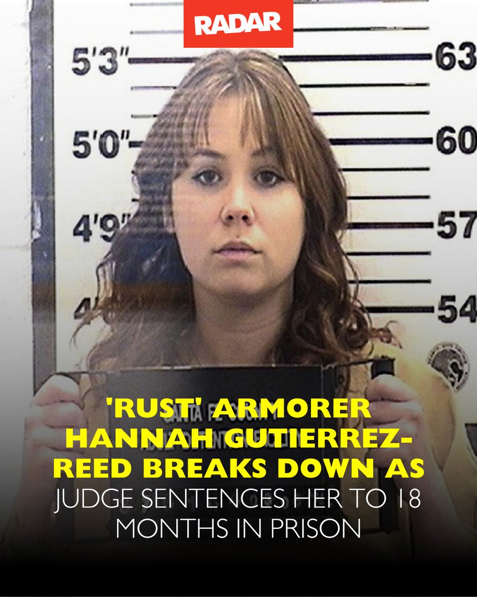 radar_online's tweet photo. 🔗: https://t.co/K3zerXoINX
#HannahGutierrezReed, the armorer of #AlecBaldwin's western flick #Rust, sobbed as she was sentenced to the maximum of 18 months behind bars, RadarOnline has learned.
(📸: SANTA FE COUNTY CORRECTIONS) https://t.co/P14oIYJR3d