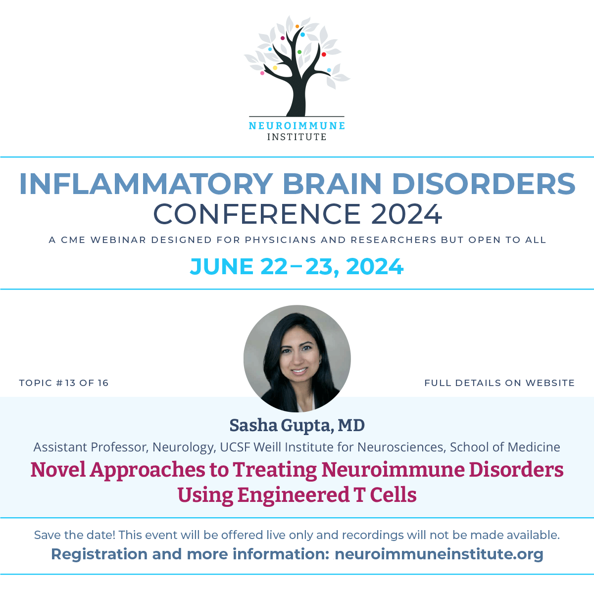 We are really looking forward to the 2024 Inflammatory Brain Disorders Conference and the phenomenal speakers from around the world who will be joining us to share the latest research and their clinical expertise. #cme #neuroinflammation