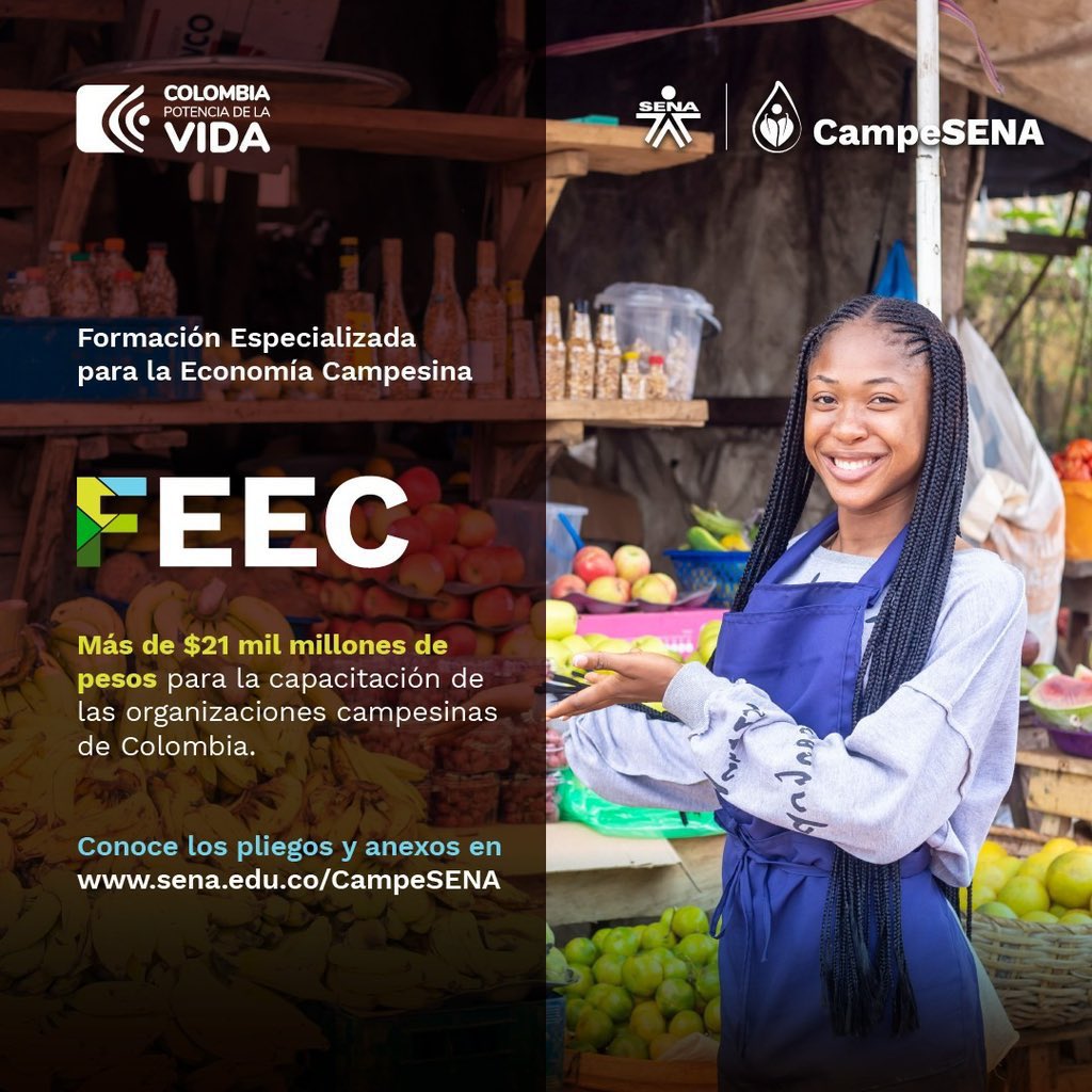 #Ojo 👀
Con el programa #FEEC  👩‍🎓empoderamos a las organizaciones campesinas de la mano 👩‍✈️familias que viven del campo.🚜
#CampeSENA
#CuandoFormasSiembras