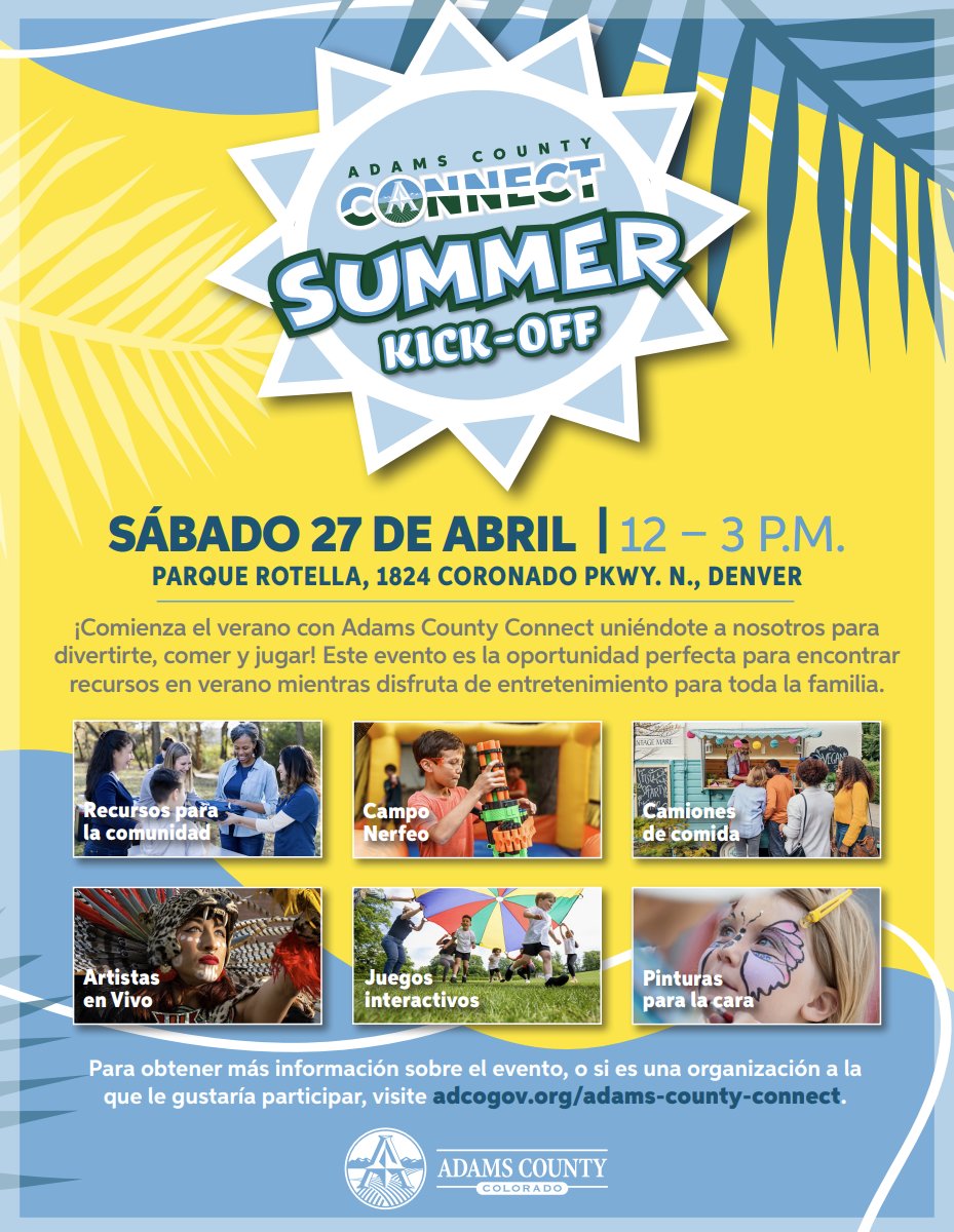 Join Gateway at Adams County Connect Summer Kick-off, Sat, April 27, 12-3 p.m. at Rotella Park! Perfect opportunity to gather summer resources while enjoying entertainment for the whole family - fun, food, and games!  Learn more at adcogov.org/adams-county-c….
<a href="/adamscountygov/">Adams County Government</a>