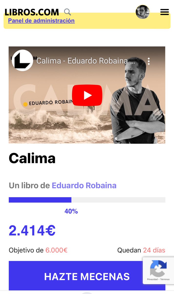 Hoy se cumple una semana desde que arrancó la campaña de crowdfunding para hacer realidad mi fotolibro divulgativo sobre la calima. 40% del objetivo mínimo conseguido. ¡Vamos a por más! Hazte mecenas 👉 libros.com/go/YpGRyxO