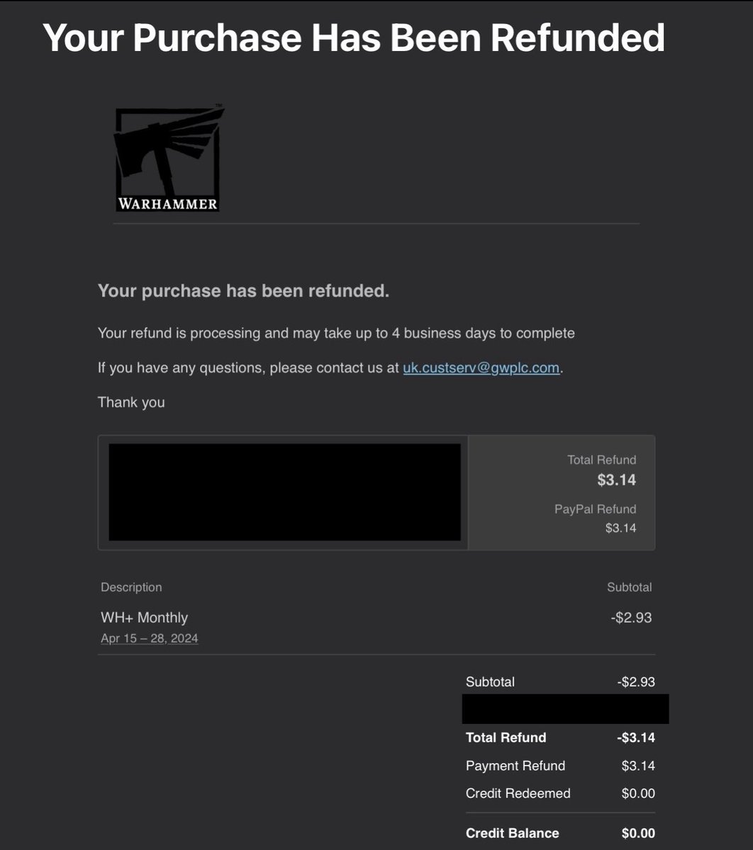 Thor_Odinson's tweet image. If you have a Warhammer+ subscription, cancel it, then contact customer service to demand a prorated refund on the remaining time and tell them why.

#WarhammerCommunity #Warhammer40000 #Warhammer40k @Grummz @MasteroftheTDS @TArchcast