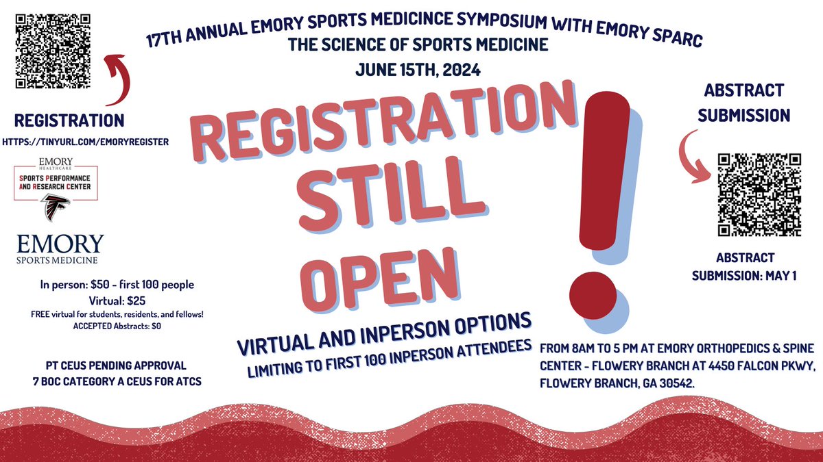 Hey are you at @TheAMSSM this week? Stop by our booth to see @NeeruJayanthi and learn about an amazing Sports Medicine opportunity in Flowery Branch, GA! Still accepting in person registrants and abstracts! Be sure to tell you friends! @gregmyer11