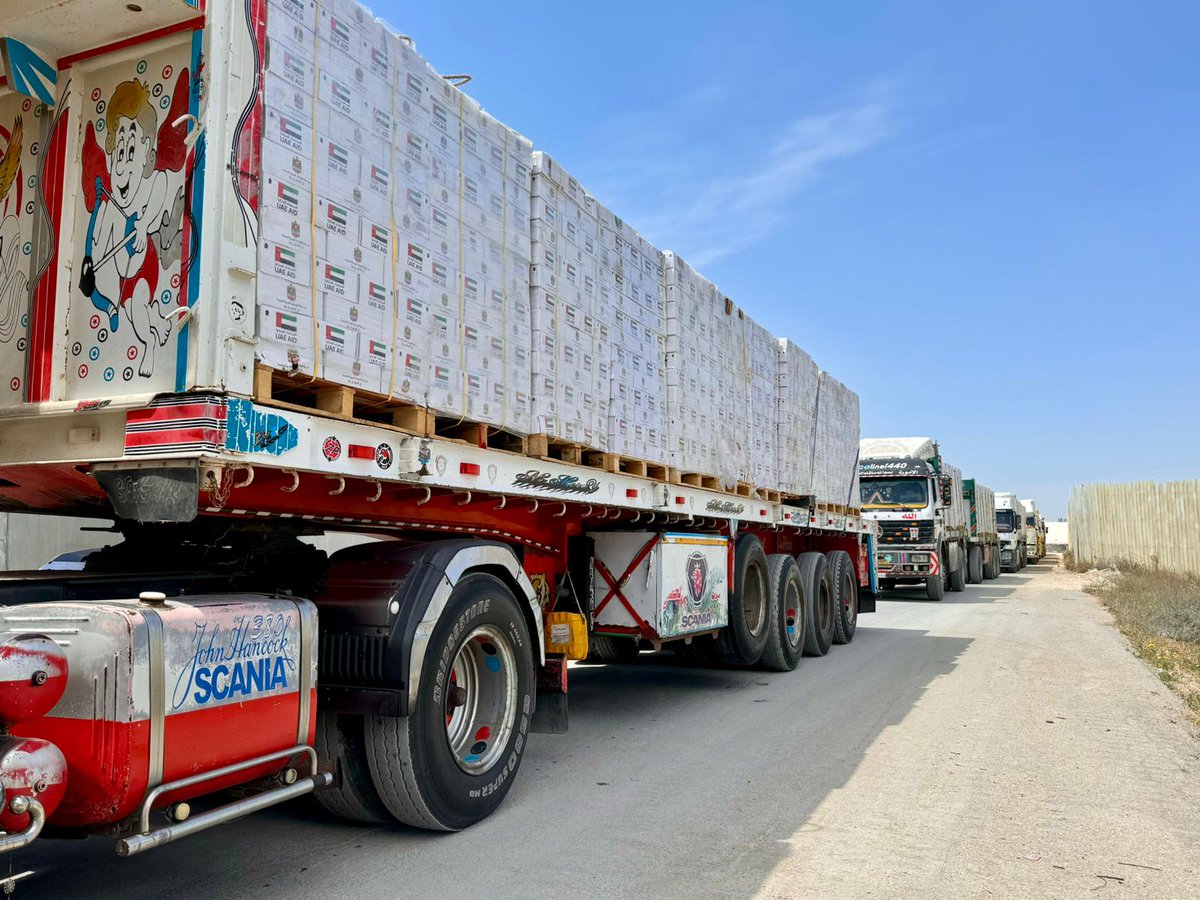 #AidforGaza today, Apr. 15: 🚚237 aid trucks inspected and transferred to Gaza. 🪂Tens of thousands of meals airdropped over northern Gaza. ✅️A food aid convoy entered northern Gaza via the new Northern Crossing.