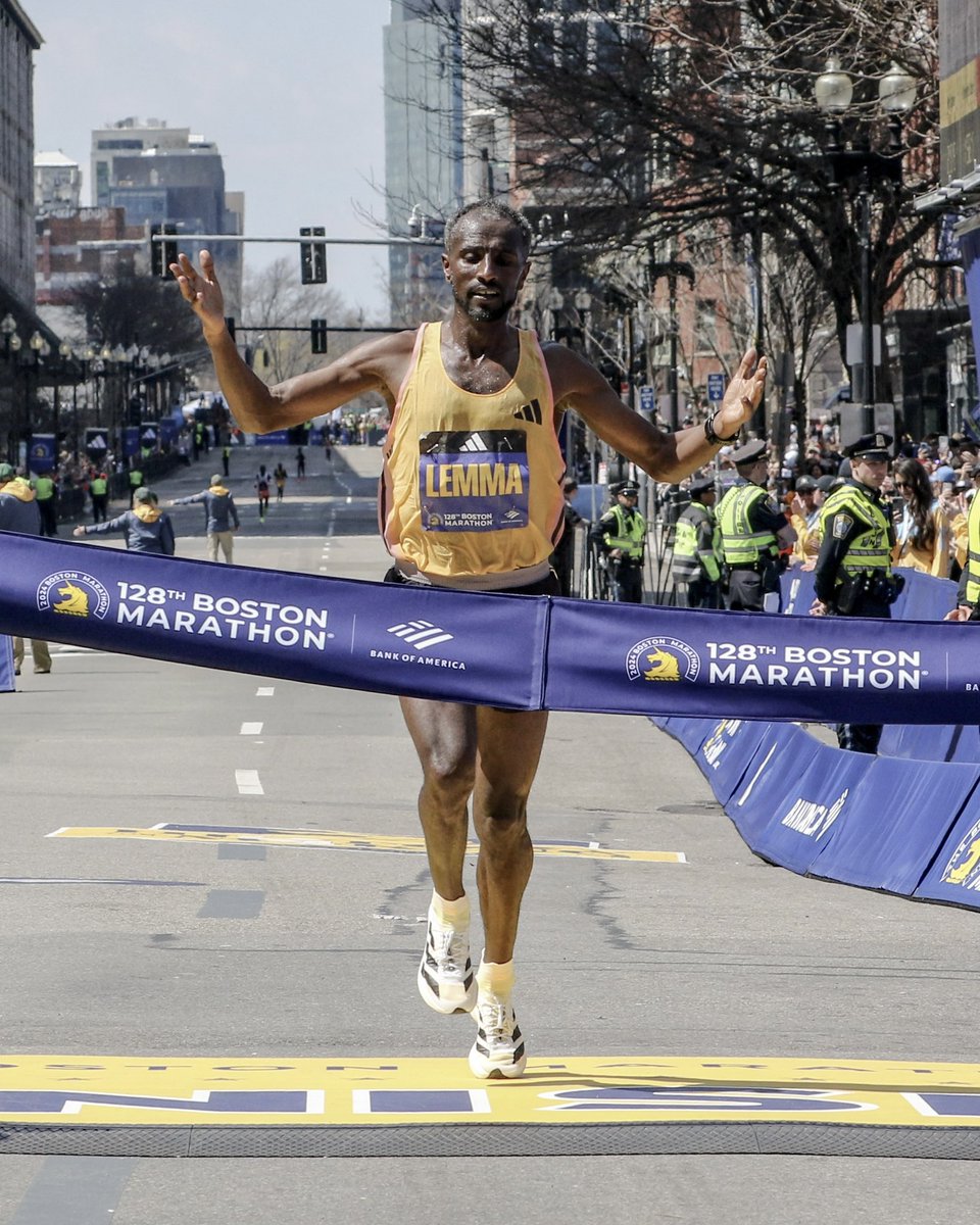 Sisay Lemma brought it HOME at @bostonmarathon 🇺🇸🙌 Brilliance on Boylston Street. His second world major marathon title. And never in doubt. 😎 👟 #Adizero Adios Pro Evo 1 ⏱️ 2:06:17 #BostonMarathon #YouGotThis