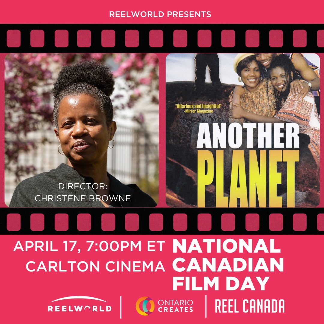 Don’t forget to join us this Wednesday at 7pm at the Carlton Cinema for a FREE screening in celebration of National #CanFilmDay with @REELCANADA, sponsored by @OntarioCreates. We’ll be screening Another Planet, directed by @ChristeneBrowne Tickets: goelevent.com/Reelworld/e/Na…