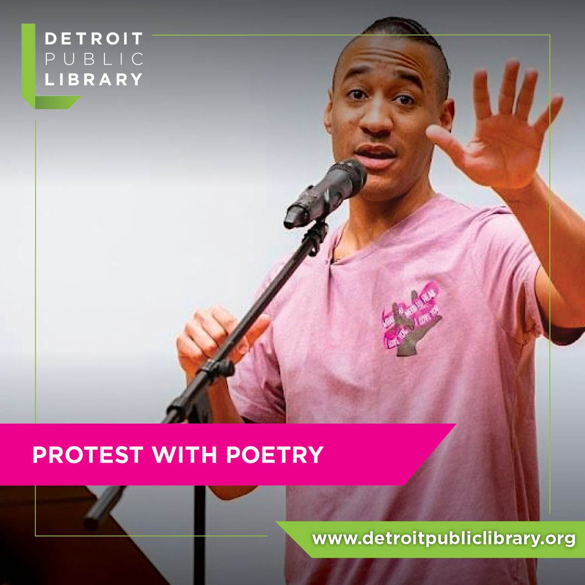 Join us on Wednesday, April 17 at 5 pm at the #detroitpubliclibrary for 'Protest With Poetry: A Generative Spoken Word Workshop.' In this workshop, we will discuss the basic approach to writing a politically charged spoken word poem. #NationalPoetryMonth eventbrite.com/e/protest-with…