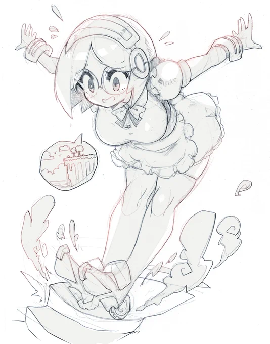 An oldie touched up!One time I made a roomba-maid, I haven't done much art of her, she is liked by cats  