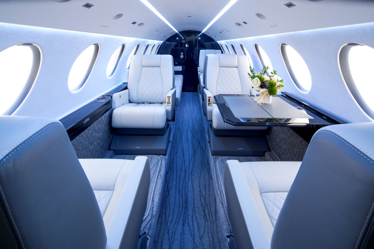 We installed @AircraftLights's new multi-colored LED cabin lighting system into this newly refurbished Falcon 50. The new lighting allows the passengers to create a truly unique and custom experience. #DuncanAviation
