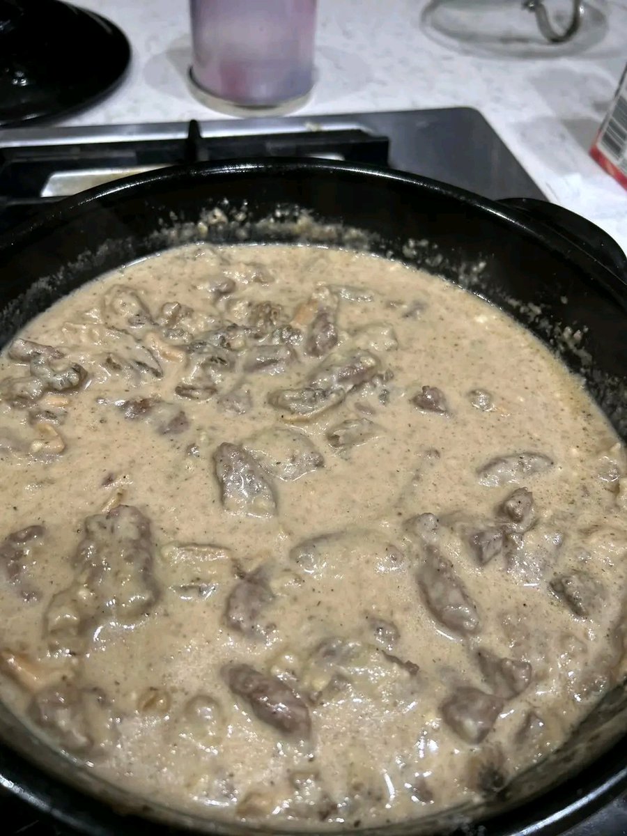 Venison backstrap, morel stroganoff.  Super easy and delicious!!  I didn’t take a final picture after adding the bow tie pasta.
