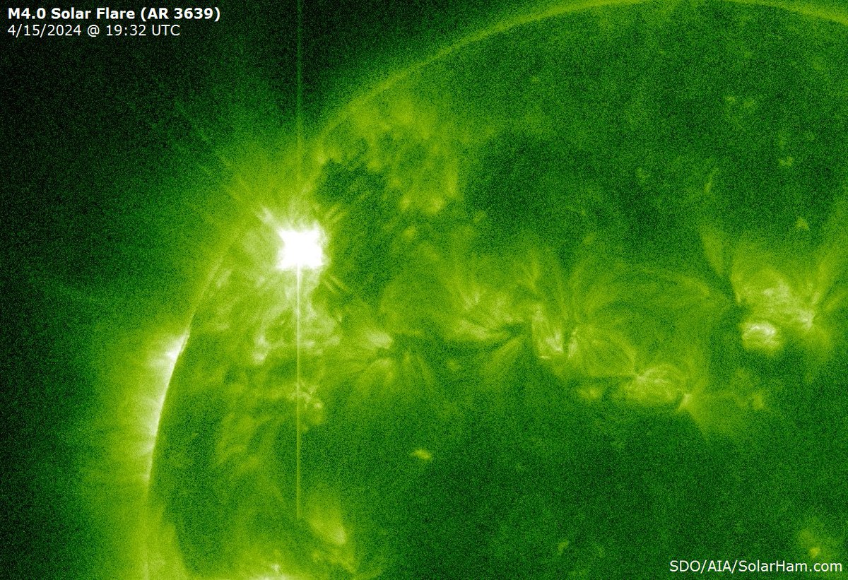Solar activity remains at moderate levels with a number of M-Flares detected on Monday. The largest of these was an M4.0 solar flare within the past half hour around AR 3639 in the NE quadrant. SolarHam.com