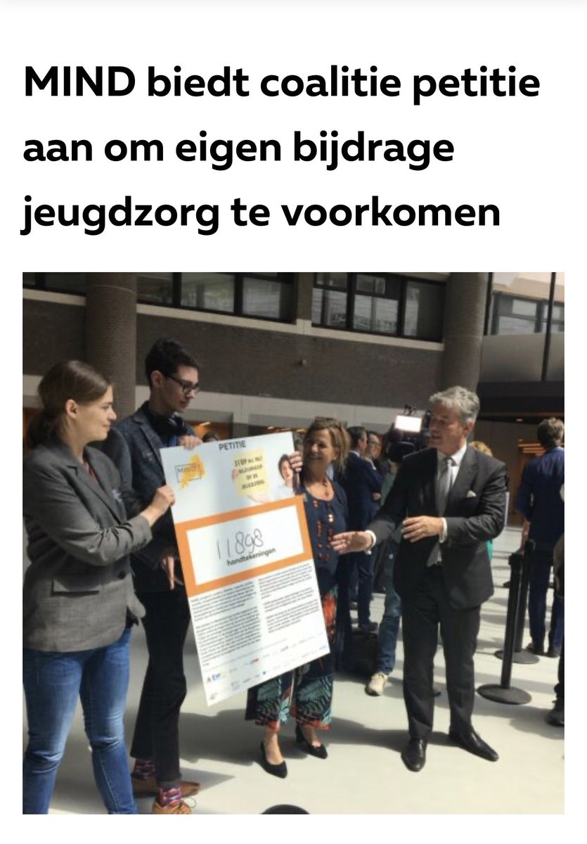 Voor wie wil weten waarom een eigen bijdrage in de jeugdzorg een slecht idee is; twee jaar geleden vertelden @wijzijnmind en @ExpEx_NL dat al aan de Kamer! (vooral van het kopje ‘Leren van het verleden’ word ik best cynisch - maar dat terzijde) wijzijnmind.nl/thema/mind-bie…