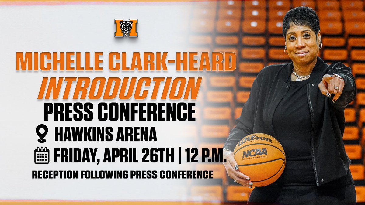 Join us for the introduction of Head Coach Michelle Clark-Heard on April 26th at noon in Hawkins Arena Stay for the reception after the press conference as well. 🗞️: bit.ly/4cUgy6f #RoarTogether