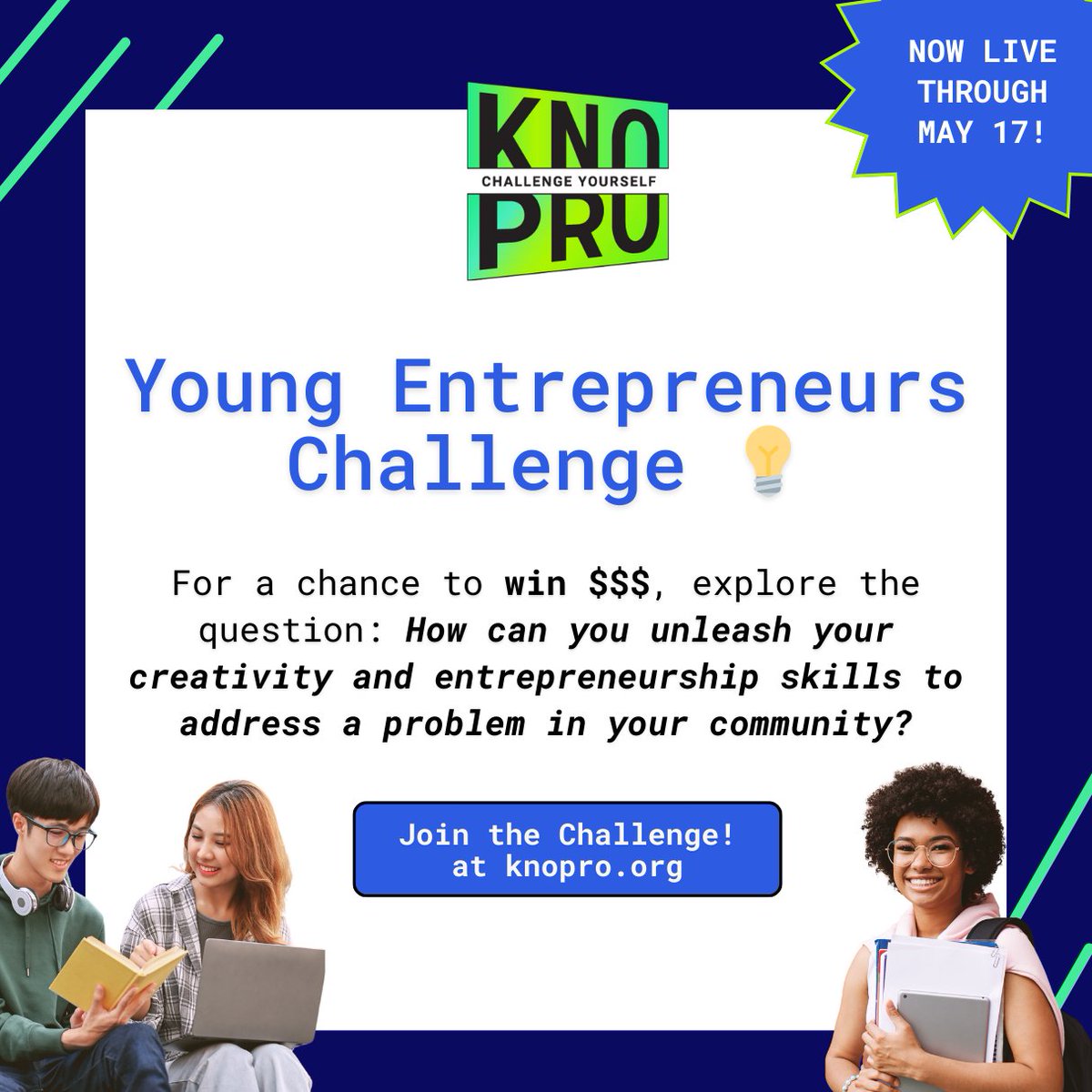 #HighSchool Educators 👉 Share #KnoPro's new Young Entrepreneurs Challenge with your students! They will discover the entrepreneurial secrets needed to transform their innovative ideas into reality. Plus, a chance to earn 💵 for completing the challenge! knopro.org/challenges/you…