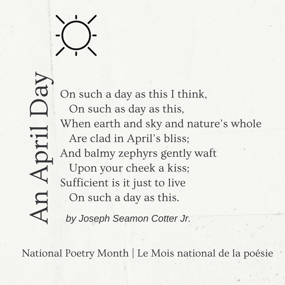 April is National Poetry Month (NPM). 🔖 Drop by your NIC campus library to pick up an NPM bookmark and see our selection of  poetry books. 📜Visit the League of Canadian Poets (ow.ly/3LzH50RgBRW) for more content on NPM.  #NationalPoetryMonth2024 #NPM24 #TodaysPoem