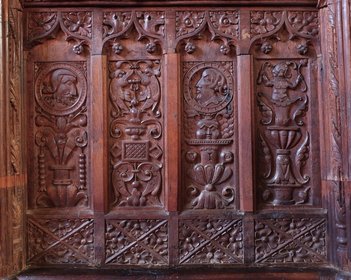 Marwood #Devon One of the best early Renaissance screens in the county, though only the aisle section remains. Superb carving. #WoodcarvingWednesday