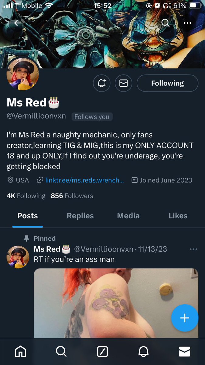 bulletproof68x's tweet photo. @vermilionvixxxn just thought you should know about this account https://t.co/aCNQXO7sWY
