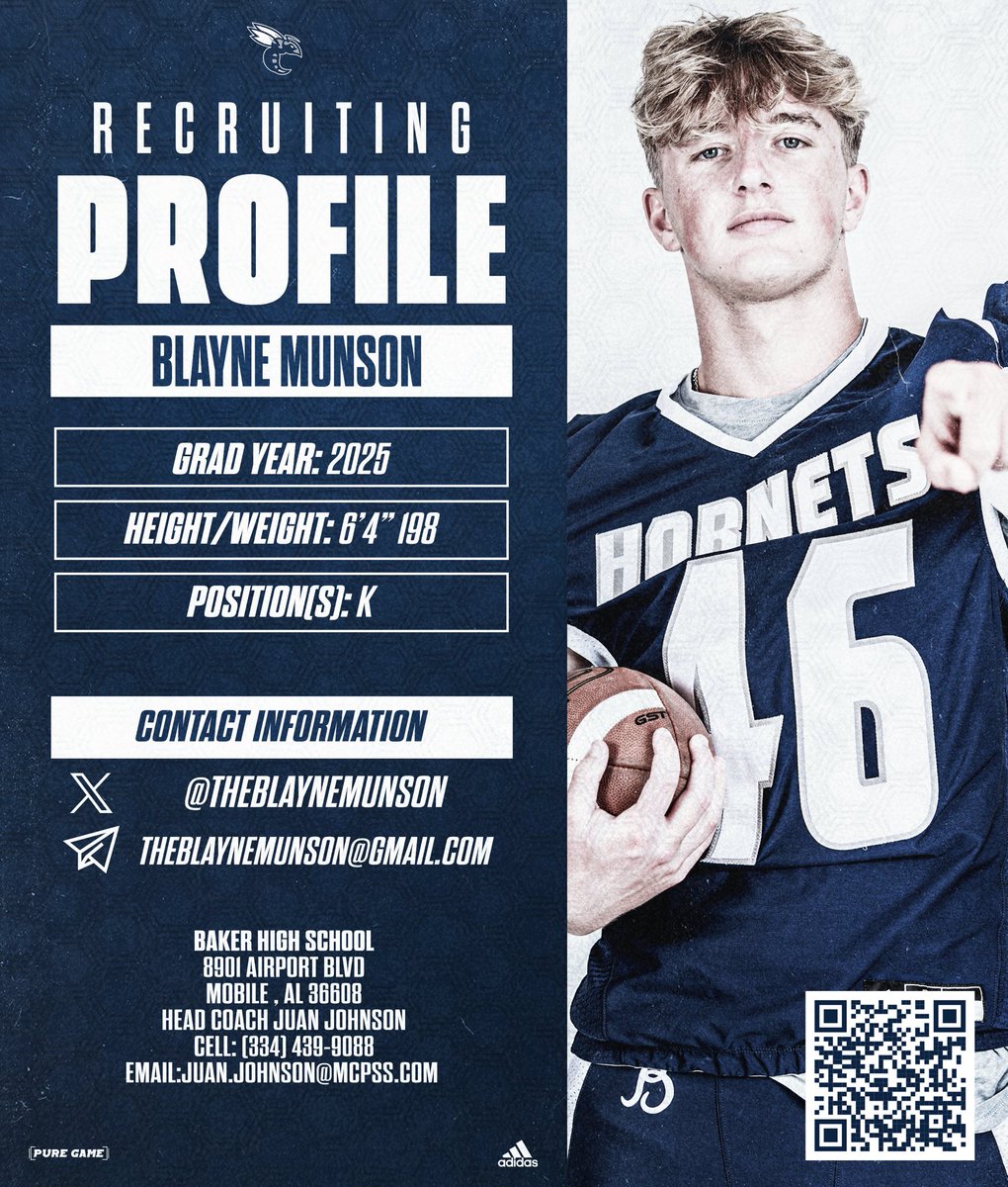BakerHSFootball's tweet photo. 2025s Recruiting Spotlight
Come Here , Go Anywhere
Blayne Munson • P/K | @TheBlayneMunson
Spring Ball starts 2 weeks from today! Coaches come check us out : 8901 Airport Blvd #BakerMade https://t.co/UZzUyza1Mi