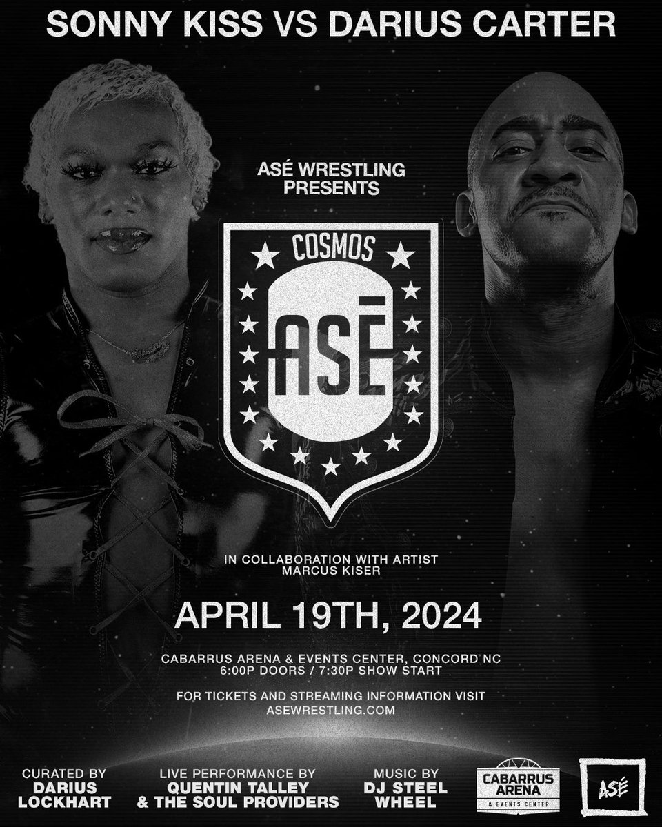MrDariusCarter's tweet photo. ✨ FRIDAY▪︎4/19 ✨

@ASEWrestling Presents: #COSMOS
#ASÉ3
📍Concord, NC
🔔 7:30pm EST
▶️ STREAMING LIVE on https://t.co/JoYryX9vQz!

From my 1st-EVER #GCWFTC *and*  #WrestleManiaWeek Main Event to #ASÉ's 3rd Main Event as THE Champion of #TheCulture!

Choose your side wisely... https://t.co/iBt6BqUzr5