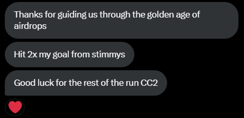 CC2Ventures's tweet photo. Wormhole: 6 figs (zero refs) - gave you the 1:1 playbook on how to qualify and emphasized on using Solana.

Tensor: 6 figs - some refs, but I've been farming since Feb '23, and redistributed 20% of my airdrop.

Parcl: Collected all the bonuses and I'm a day-1 user. Also own HOA NFTs.

Each Airdrop is different, so some of them will obviously favor ref link shilling (that usually come with bonuses, and zero additional cost).

Got countless people DMing me regarding their airdrop proceeds on mainly tx-based airdrops (have plenty more saved if need be)

https://t.co/TvvfBQfkqr

My point is, it's still entirely possible to strike it big with airdrops while getting 'zero community support' and being a lone wolf.
-----------------------

It's important to differentiate between:

#1: Liquidity-based Airdrops
#2: TX-Based Airdrops

The former favors whales and influencers (if ref links exist), the latter favors people that put in the work and GRIND their ass off (Optimism, Wormhole, Starknet, Manta Galxe, Arbitrum).

Each of them come with their own downsides. I'd humbly say I know what I'm talking about because I frequently qualify for both brackets (without trying to sound arrogant).

#1: You need actual $$$ size or have a large organic following, and then just sit on your position for MONTHS.

#2: The only downside is that the airdrop playbook post-Arbitrum is well-known by now, with massive dilution taking place. So you need to grind harder (push more txs, have more family members) AND be more diligent so you don't get FILTERED (spacing out txs, hitting niche criterion etc.) than everyone else. 

Another option is 'fishing' for slept-on Airdrops. Projects that raised +$20M and MIRACULOUSLY nobody taking action. 

Manta, Starknet, and Wormhole come to mind - I happen to have tweeted about all of them, diluting my own share of the pie.

https://t.co/VflyyUajyA
https://t.co/W7sn2M9RyF
https://t.co/4USQszLftH
-----------------------

In the end, it depends entirely on what you're good at. 

If you make people a bunch of money and claim clout on your airdrop proceeds, naturally, your follower count will balloon as everyone else on CT will take note. 

There are only two reasons why anons follow other anons on CT:

- You make them money
- You entertain them

Crossing those points off will naturally balloon your following. You'll be able to tell if your following is organic and believes in your thesis by the amount of refs you receive.

If this doesn't suit your approach, you can always go for Option #2:

Just go turbo-hard and study previous airdrop criteria (Arbitrum, Starknet, Celestia), press a TON of buttons >12 hours a day and MAKE it that way. This route takes a decent amount of IQ and autism If I do say so myself.

Essentially, the concept I'm trying to convey:

Multiple roads lead to Valhalla

You can also simply take the no-life approach for 1-2 years tops and DO BOTH. This will result in you living and breathing Crypto and Airdrops, spending most of your waking hours being DEEPLY involved with the space. 

If you walk that road, you only have to do it once properly, and then be set for life.

Just make sure you take action NOW, as the edge is rapidly dwindling, with Normies and Institutions LITERALLY entering the Airdrop Game (talked about this ad nauseum).

Study my tweets under 'Highlights'. I'll probably also fire off a few more ACTIONABLE airdrop threads, cuz nobody takes action anyway, so dilution is being kept in-check, by design.

Maybe I'm just yappin' being drenched in euphoria, maybe there's somewhere a 'lesson in there'

Who knows anyway? This is an alternative universe, and we are merely its citizens.

TASTE THE RAINBOW, TOUCH THE RAINBOW