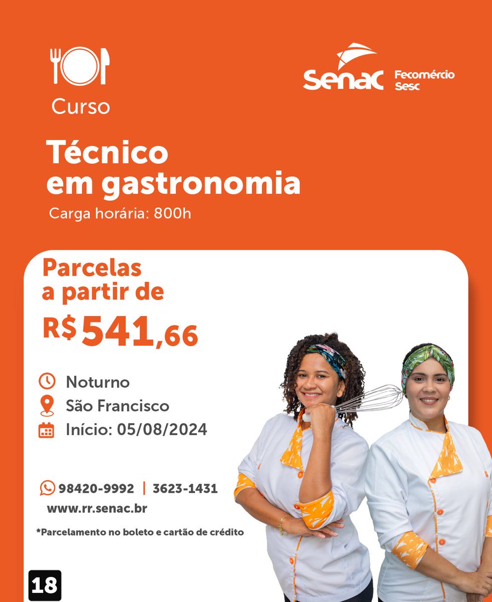 GASTRONOMIA 🥗👨‍🍳👩‍🍳

Depois do sucesso da primeira turma, vem aí mais uma turma de técnico em gastronomia! Matrículas abertas: cursos.rr.senac.br 🤩

#fazsenac #gastronomia