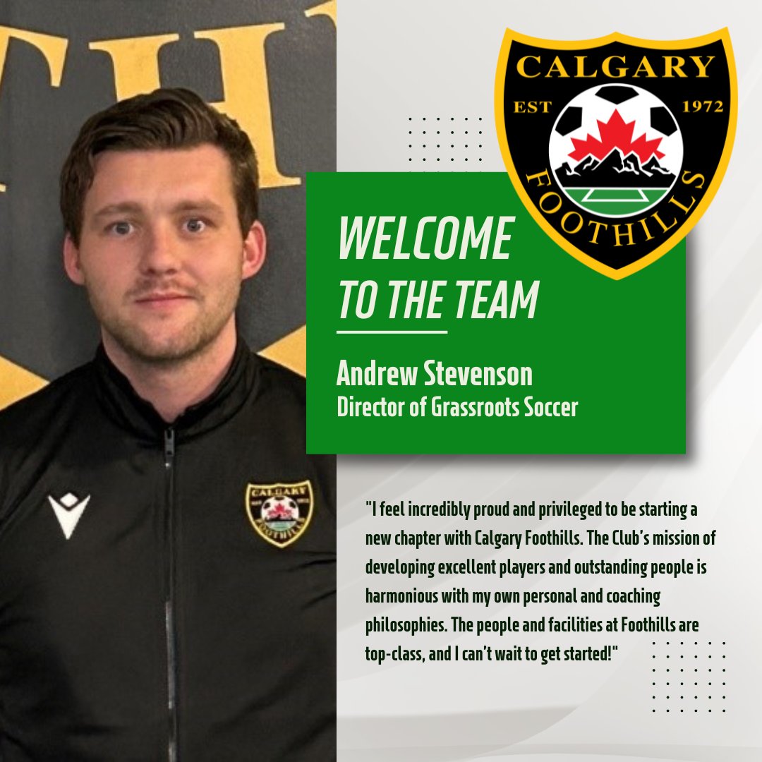 In recognition of our commitment to our communities and its youth, Foothills has appointed Andrew Stevenson as the Club's new Director of Grassroots Soccer. Learn more: gofoothills.ca/2024/04/05/cal… #NewTeamMember #FoothillsFamily #CalgarySoccer #ExcellentPlayersOutstandingPeople