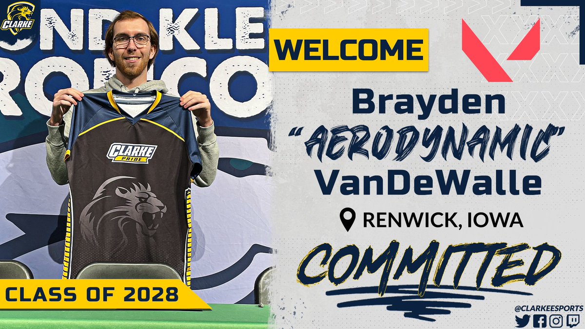 Clarke_Esports's tweet photo. We are proud to announce our first 2024-2025 commit: @AerodynamicXD!
As a previous IAHSEA Rainbow 6: Siege State Champion with the @BelmondKlemme esports team, Brayden joins the Pride as an addition to our @VALORANT squad!
#ClarkePride | #PrideVAL https://t.co/9INYdGY90h