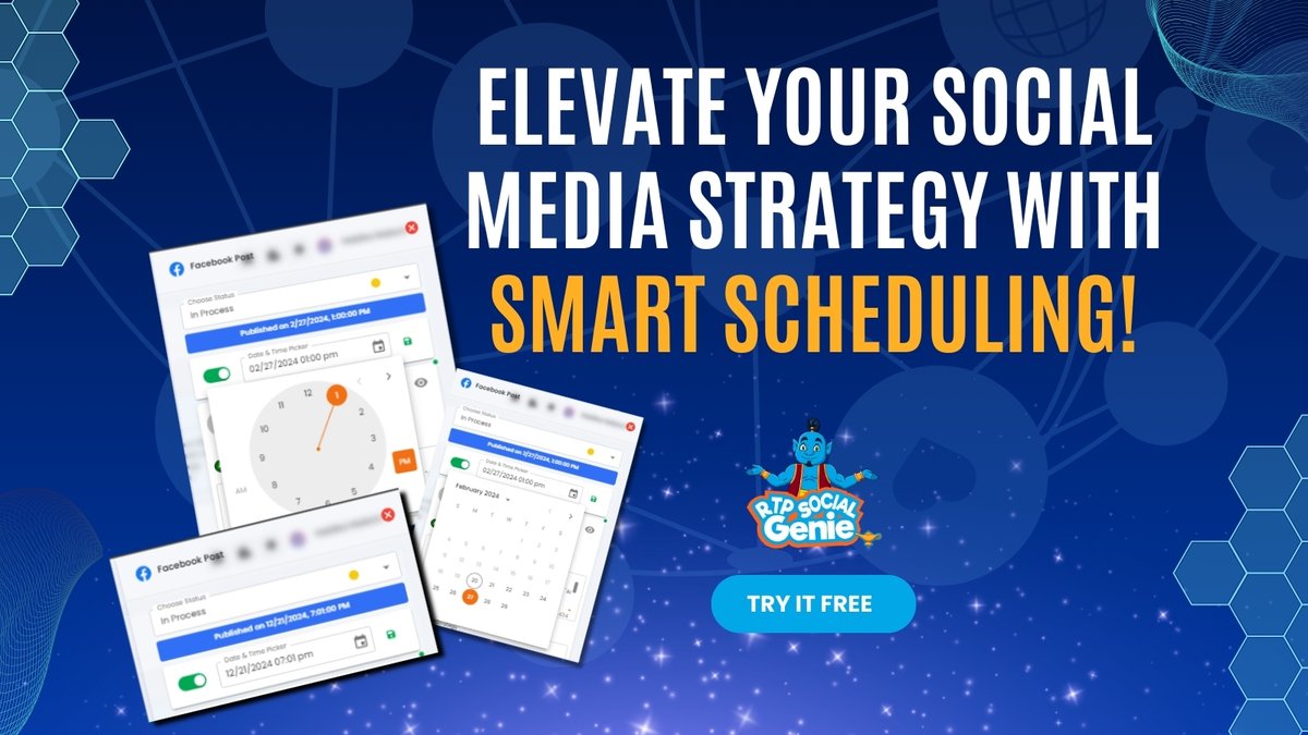 RtpSocialGenie's tweet photo. Ready to supercharge your social media presence? 
Save time and focus on your priorities while boosting engagement and maintaining consistency. 
Let RTP Social Genie take the reins with smart scheduling!  

#socialmediamarketing 
#automatedsocial https://t.co/6IeWWbpAbl