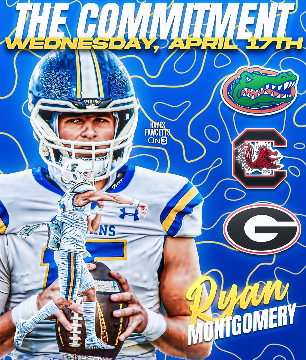 BREAKING: Four-Star QB Ryan Montgomery will announce his Commitment on Wednesday, April 17th, he tells me for @On3Recruits 👀 The 6’4 215 QB from Findlay, OH will choose between Florida, Georgia, and South Carolina Where Should He Go?👇🏽 on3.com/db/ryan-montgo…