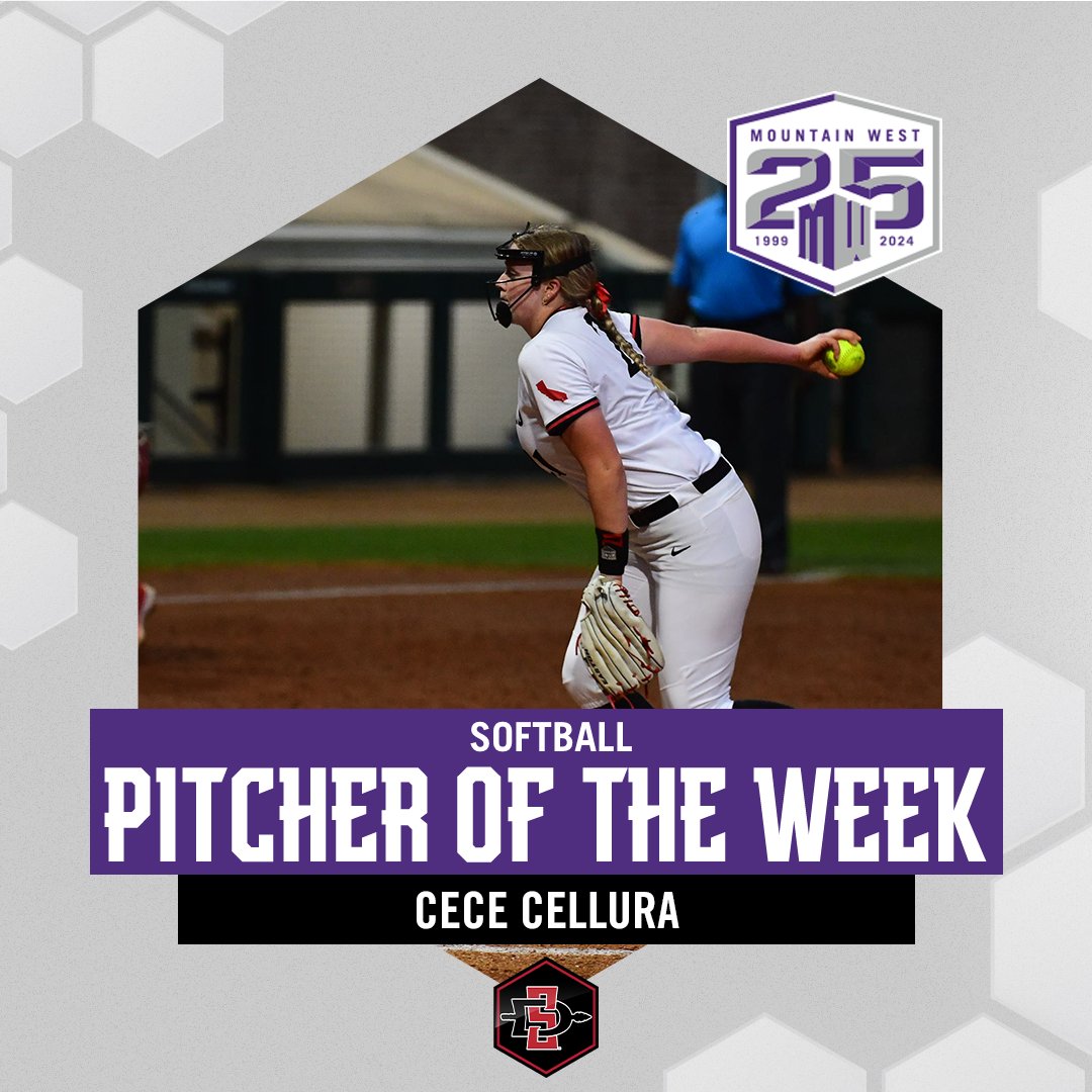 Cece Cellura helped the Aztecs to a 3-0 week against San José State and tallied four strikeouts and limited the Spartans to a .154 batting average to earn her Pitcher of the Week and Freshman of the Week!! 👏

#MakingHerMark | #MWSB | #GoAztecs