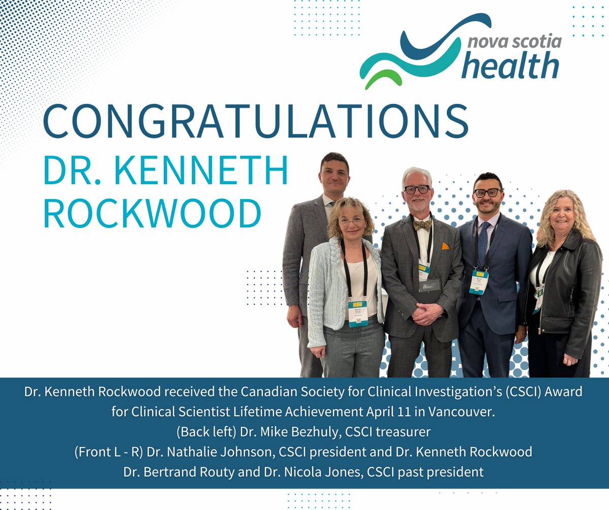 Congratulations to Dr. Kenneth Rockwood for his Canadian Society for Clinical Investigation’s Award for Clinician Scientist Lifetime Achievement. 👏🏆 This award is given to an MD, PhD or medical scientist who has made significant contributions in their field. [ @DalhousieU ]