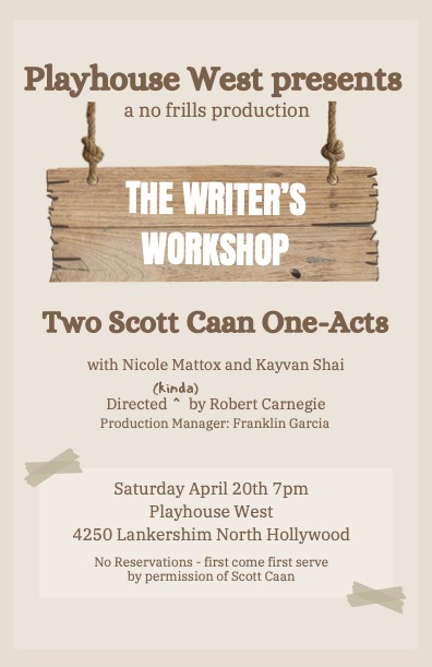 What is more motivating than watching the work of one our Alumni, #ScottCaan? While attending #PlayhouseWest, Scott often workshopped scenes from his plays in class as he was writing them. Join us for a no frills production of TWO of his one-acts. No reservation needed! 🎭
