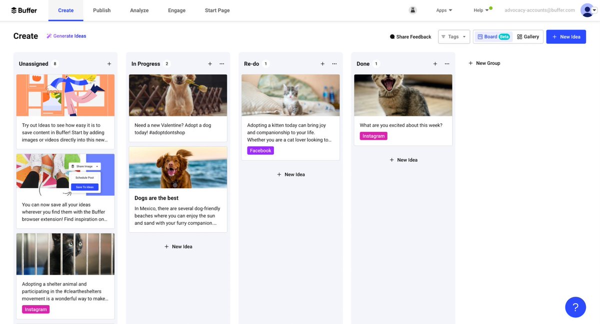 Coming soon 👀✨ This new feature will let you plan and organize your Ideas with a new Board view in Buffer! 🙌