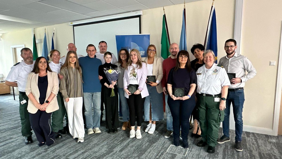 Fantastic morning in the NAS College in Tullamore today as we brought the NAS crew and the Edenderry CFR team back together with the family and friends of Robert Mazur who we're delighted to say is back to full health following a cardiac arrest and ROSC on Christmas morning.