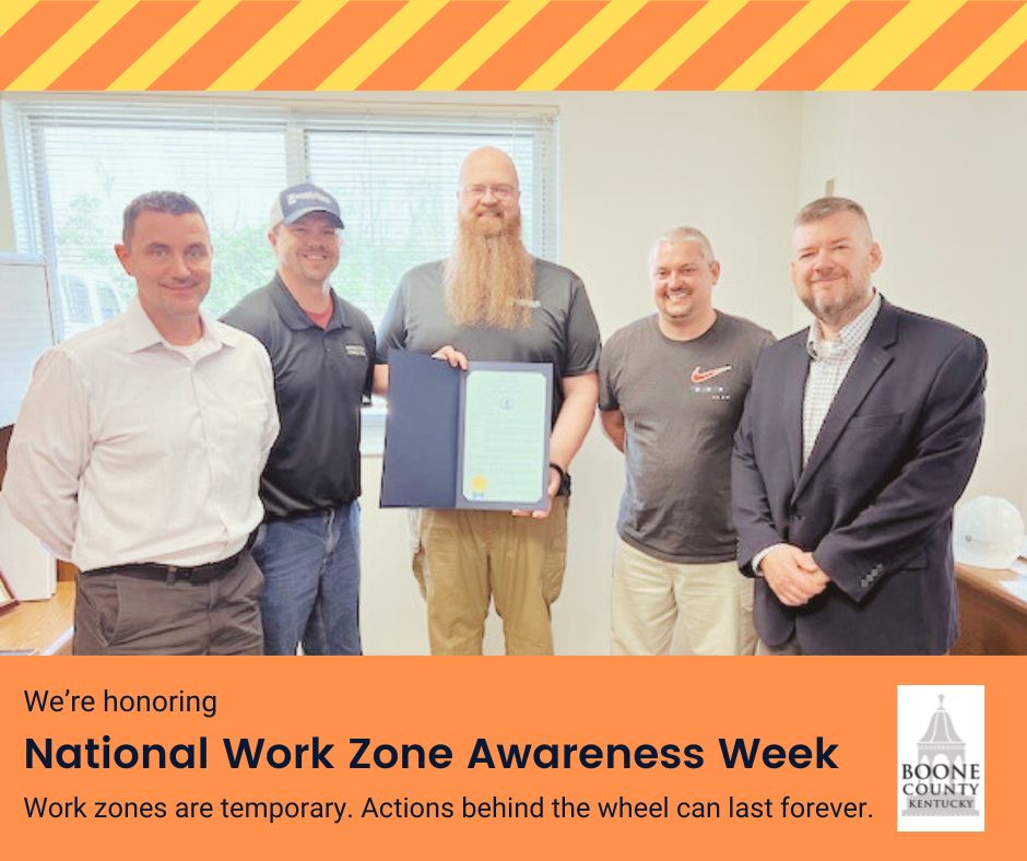 We're celebrating National Work Zone Awareness Week with a proclamation honoring Public Works crews and the work they do on our roads. 

Remember, when driving in work zones:

🛑Eliminate distractions.
🚧Slow to posted speed limits.
🦺Watch for workers.

#NWZAW #WorkZoneSafety