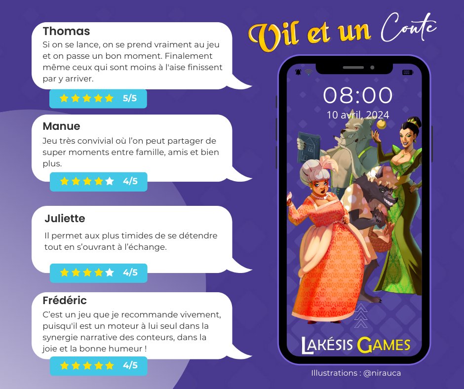 Découvrez ce que disent les joueurs de Vil et un conte !
Auteur : Stéphane Moiroux @sainuugames
Illustratrice : Emma Vivet @nirauca
#lakésisgames #viletunconte #jeuxdesociété #prototypes