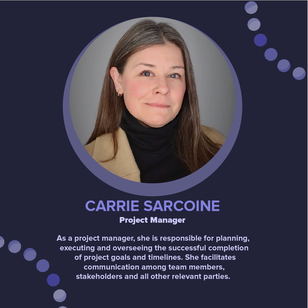 Meet Carrie Sarcoine, our awesome project manager! 🌟 She joined our team effortlessly in October 2023 and her expertise has been helping us drive our projects forward.