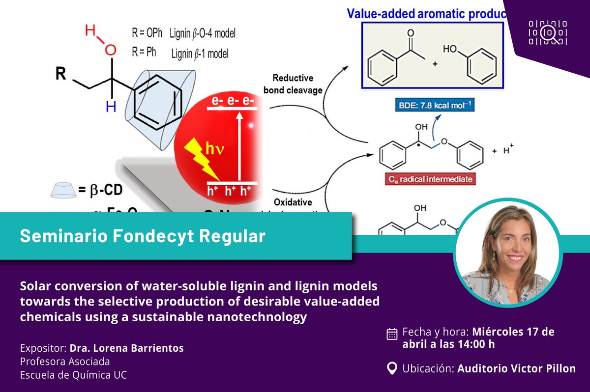 🔍👩‍🔬Se parte del seminario que dictará la Dra. <a href="/Lorebarrientos8/">Lorebarrientos</a>, profesora asociada de la Escuela de Química.

Antecedentes generales:
🗓17 de abril.
⏰14:00 hrs.
📍Auditorio Victor Pillon.

✨¡No te pierdas esta oportunidad de aprendizaje que une a la ciencia y la investigación!