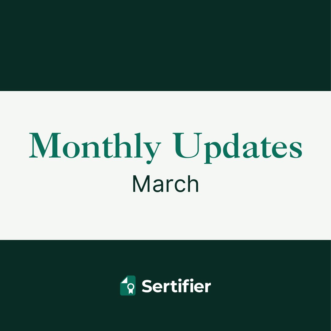 We've worked on a lot to improve your experience with Sertifier during March, let us share all of the major developments that have occurred! 🤩

#digitalbadge #digitalbadges #digitalcertificate #digitalcertificates #digitalcredential